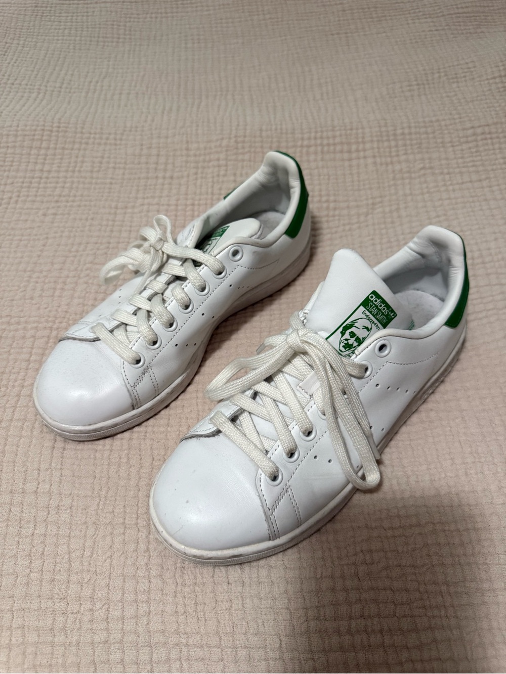 adidas White Leather Sneakers with Green Stan Smith vintage men’s 7.5 women’s 9